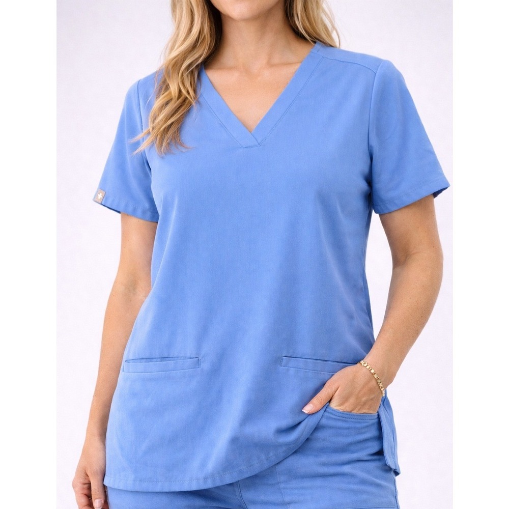 FIGS Technical Collection Womens‎ Small Blue V-Neck Scrub Top Style FW1100